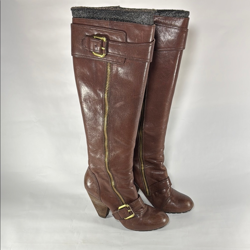 Vince Camuto Briva Brown Knee-High Leather Boots